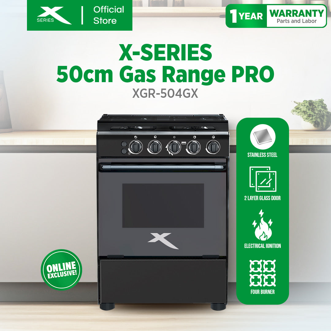XTREME HOME 50cm Gas Range 4 Burner 55L Oven Free Standing Electric Ignition LPG Source | XGR-504G