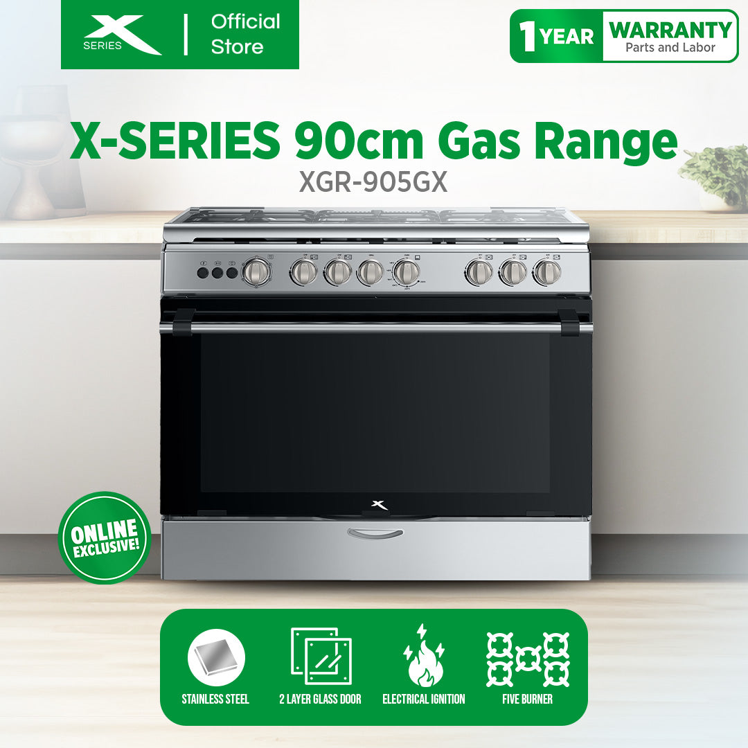 XTREME HOME 90cm Gas Range 5 Burner 115L Oven Electric Ignition LPG Source Panel Rotisserie | XGR-905G