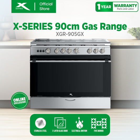 XTREME HOME 90cm Gas Range 5 Burner 115L Oven Electric Ignition LPG Source Panel Rotisserie | XGR-905G