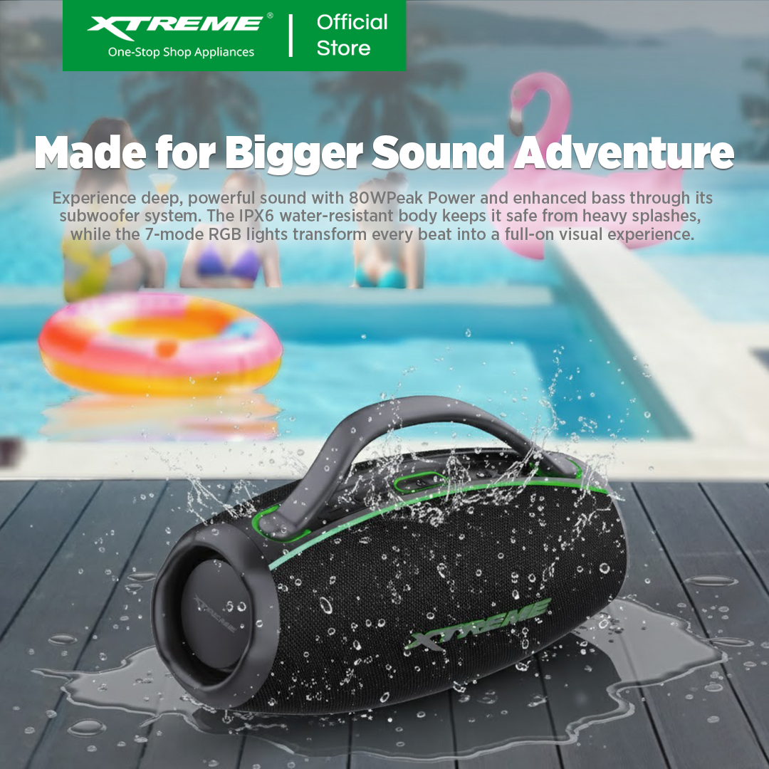 XTREME X-BOOM2 IPX6 Water Resistant PORTABLE TWS SPEAKER WITH EQ Bass Boost and SUB-WOOFER (X-BOOM2)