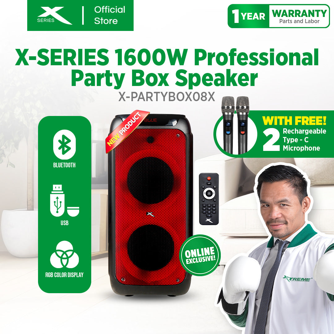 X-SERIES 1600W Professional Party Box Speaker 8" Bass Woofer Battery 15V/9Ah [X-PARTYBOX08X]