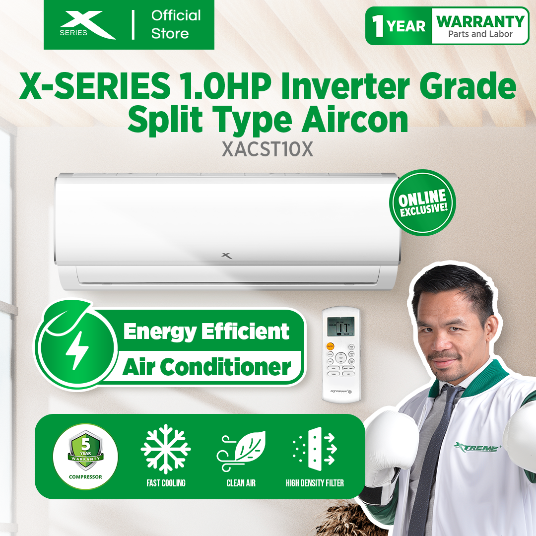 X-SERIES 1HP Split Type Aircon Inverter Grade with BIO Filter (White) | XACST10X