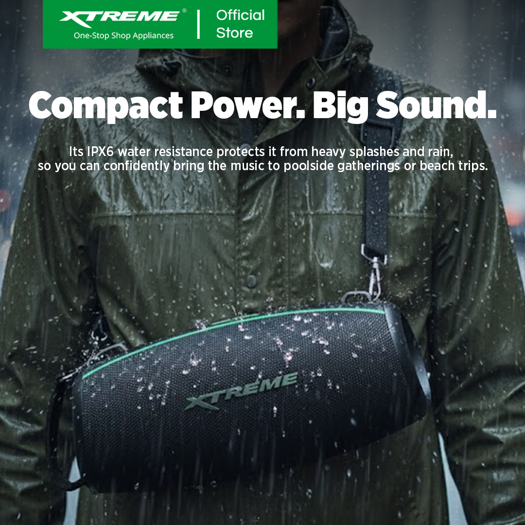 XTREME X-BOOM IPX6 WATER RESISTANT On-the-Go WIRELESS BLUETOOTH PORTABLE TWS Speaker 120W PEAK POWER OUTPUT (X-BOOM)