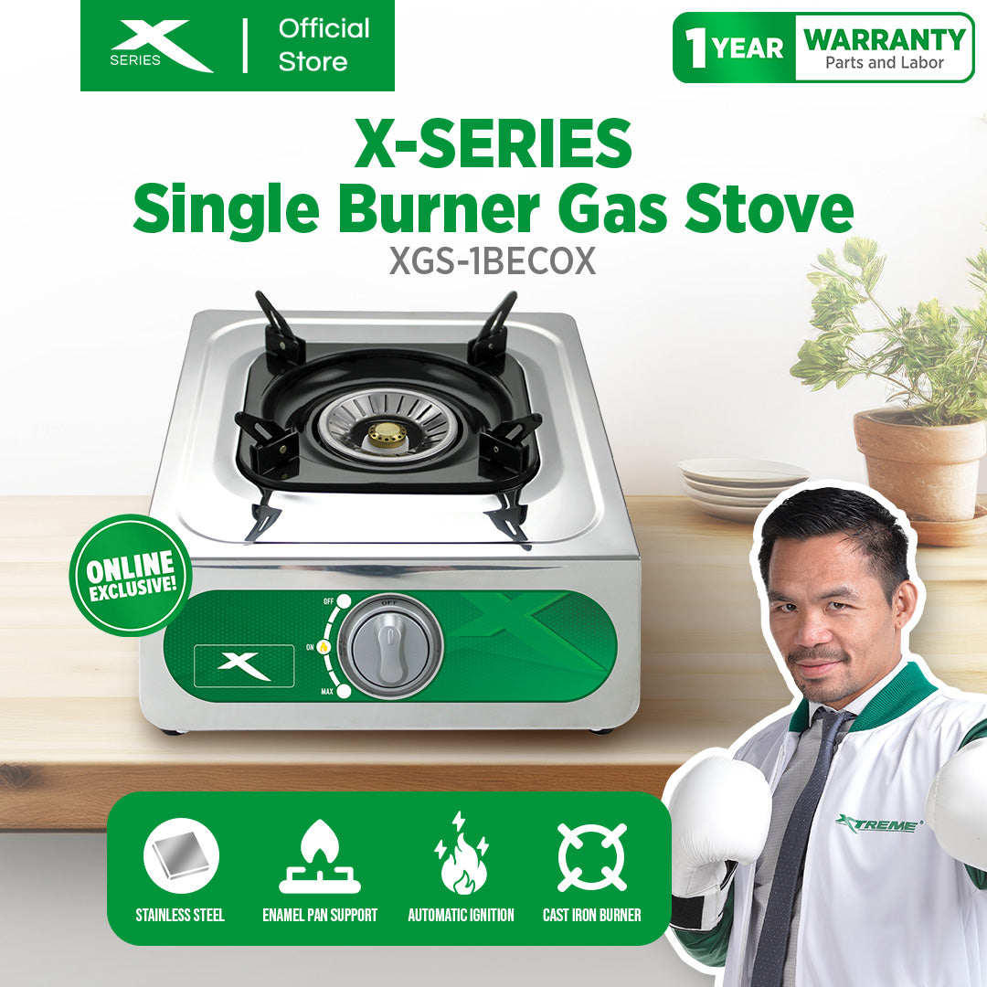 XTREME HOME Single Burner Gas Stove Cast Iron Stainless Steel Surface Automatic Ignition | XGS-1BECO