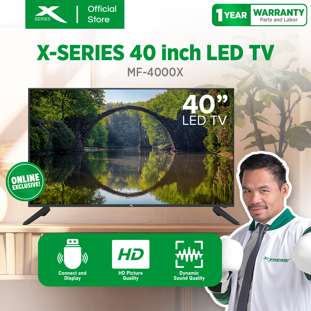 X-SERIES 40 inch LED TV Slim USB Port HDMI VGA Dynamic Sound & HDR Quality 720P (Black) | MF-4000X