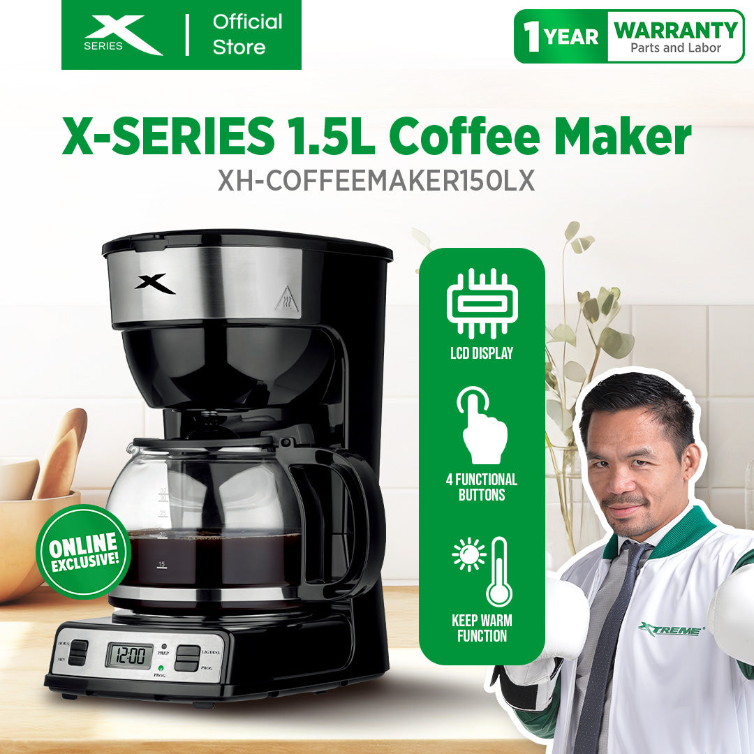 XTREME HOME 1.5L Coffee Maker 4-Functional Buttons Auto Shut-off & LCD Display | XH-COFFEEMAKER150L