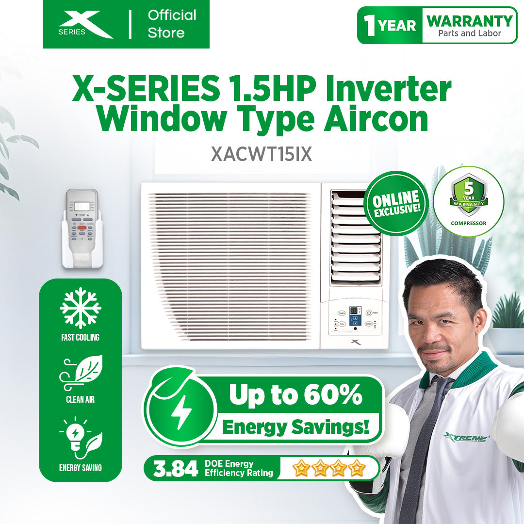 X-SERIES 1.5HP Window Type Aircon INVERTER with Remote Control (White) | XACWT15iX