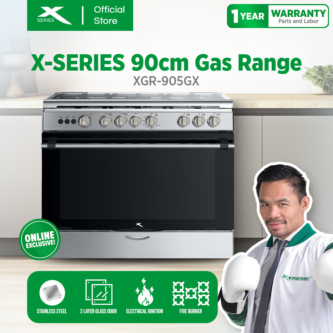 XTREME HOME 90cm Gas Range 5 Burner 115L Oven Electric Ignition LPG Source Panel Rotisserie | XGR-905G