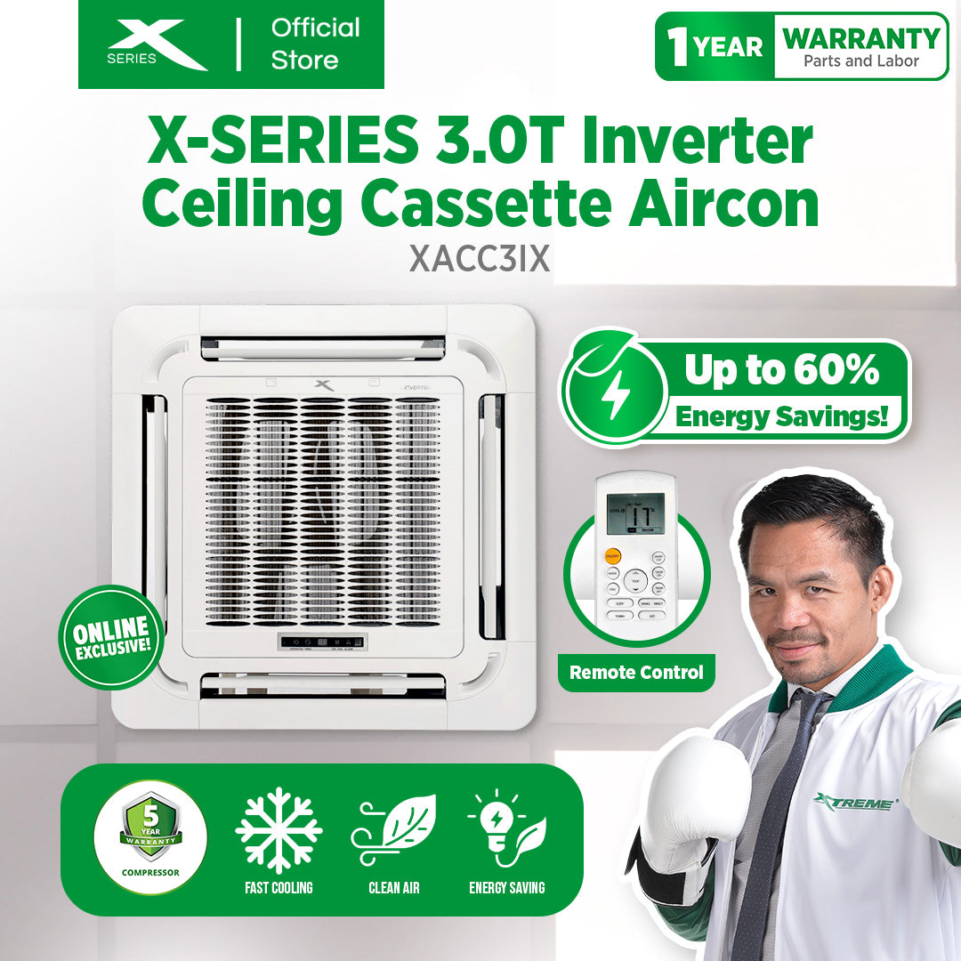 XTREME COOL 3.0T Ceiling Cassette Aircon Inverter | XACC3i
