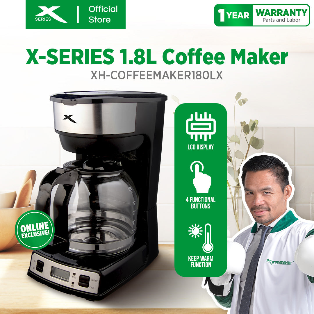 XTREME HOME 1.8L Coffee Maker 4-Functional Buttons Auto Shut-off & LCD Display | XH-COFFEEMAKER180L