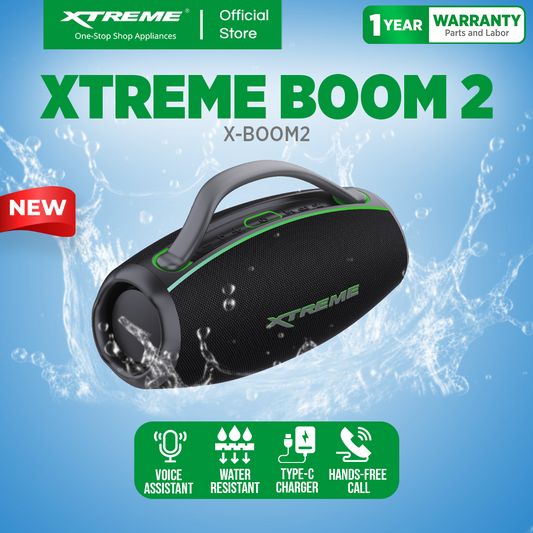 XTREME X-BOOM2 IPX6 Water Resistant PORTABLE TWS SPEAKER WITH EQ Bass Boost and SUB-WOOFER (X-BOOM2)