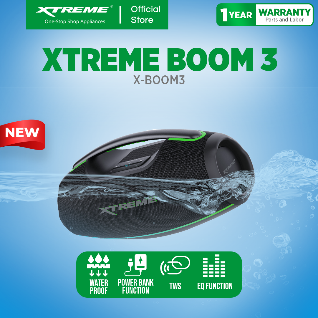 XTREME X-BOOM3 IPX7 WATERPROOF 5200mAh PORTABLE WIRELESS BLUETOOTH TWS SPEAKER WITH POWERBANK (X-BOOM3X)