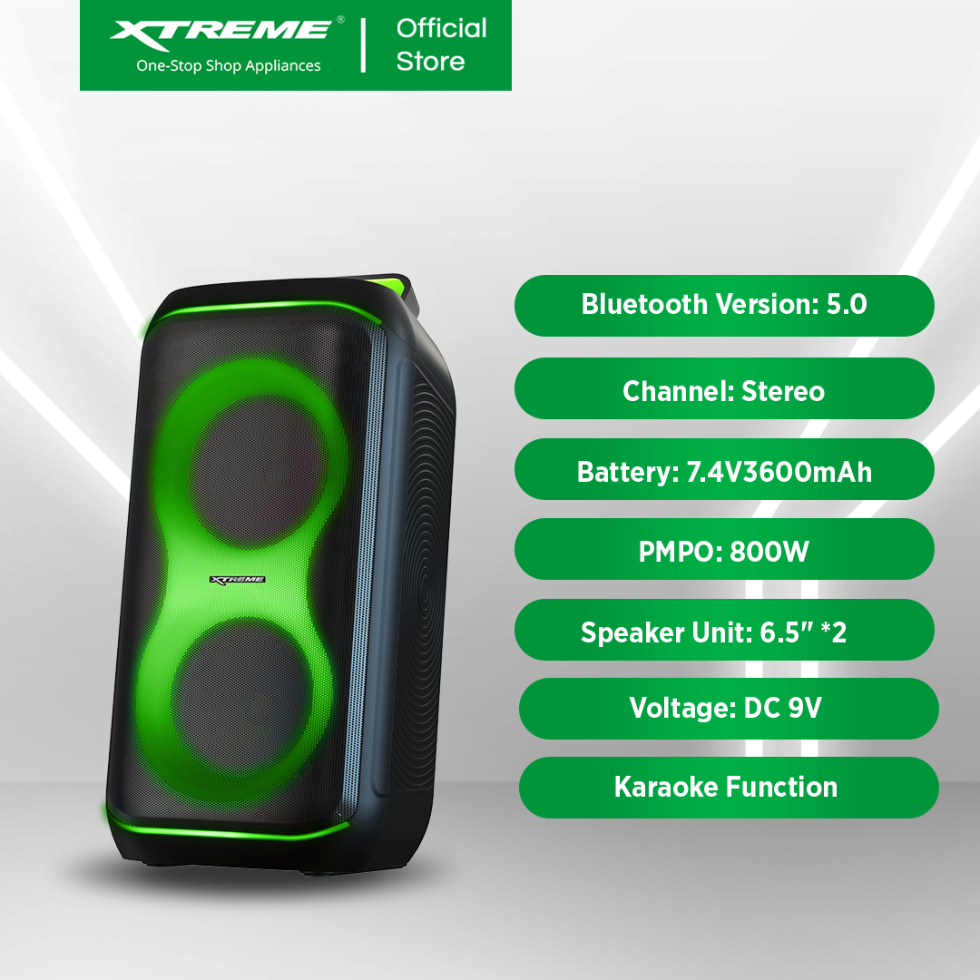 XTREME Vibe 800W Stylish Portable Karaoke Speaker with 2 Wireless Microphone (X-VIBE650)