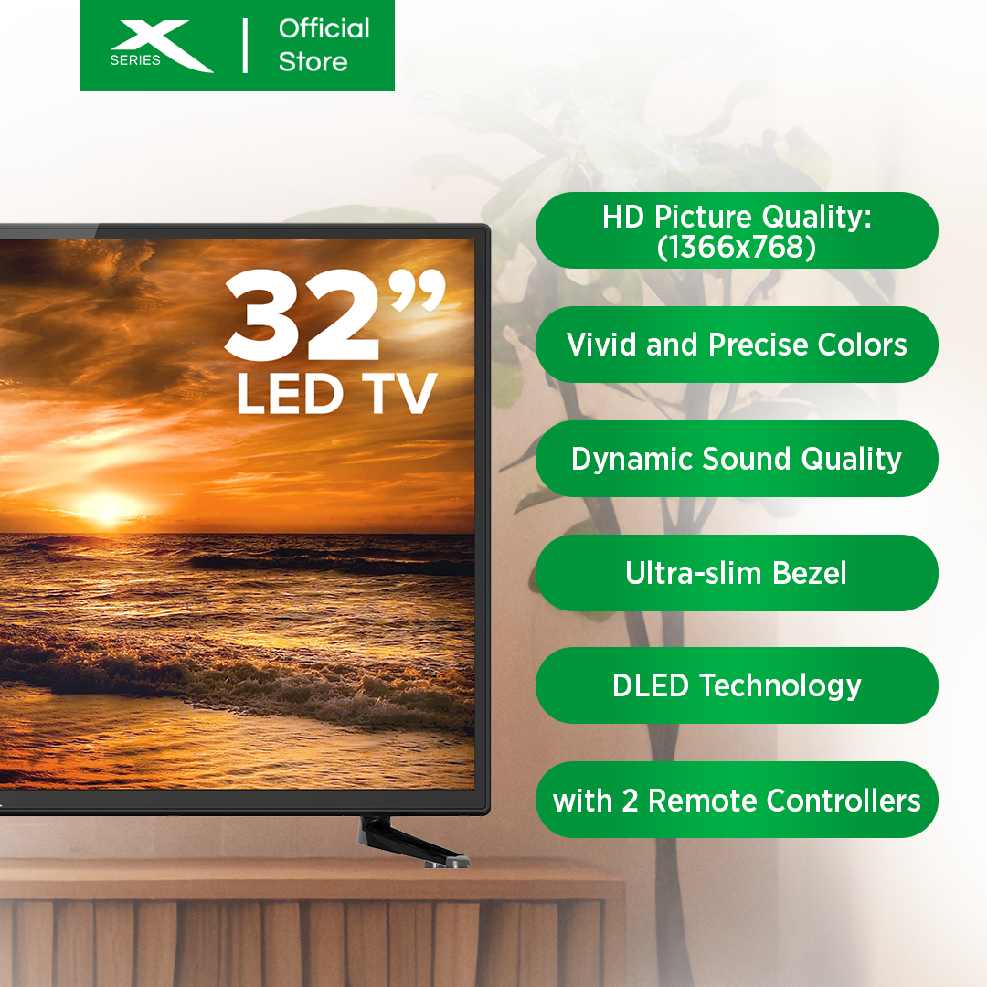X-SERIES 32 inch LED TV Slim Bezel USB Port HDMI VGA Dynamic Sound HDR ...