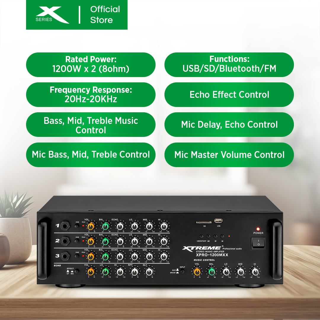 XTREME 1200Wx2 Professional Amplified Mixer (XPRO-1200MX)