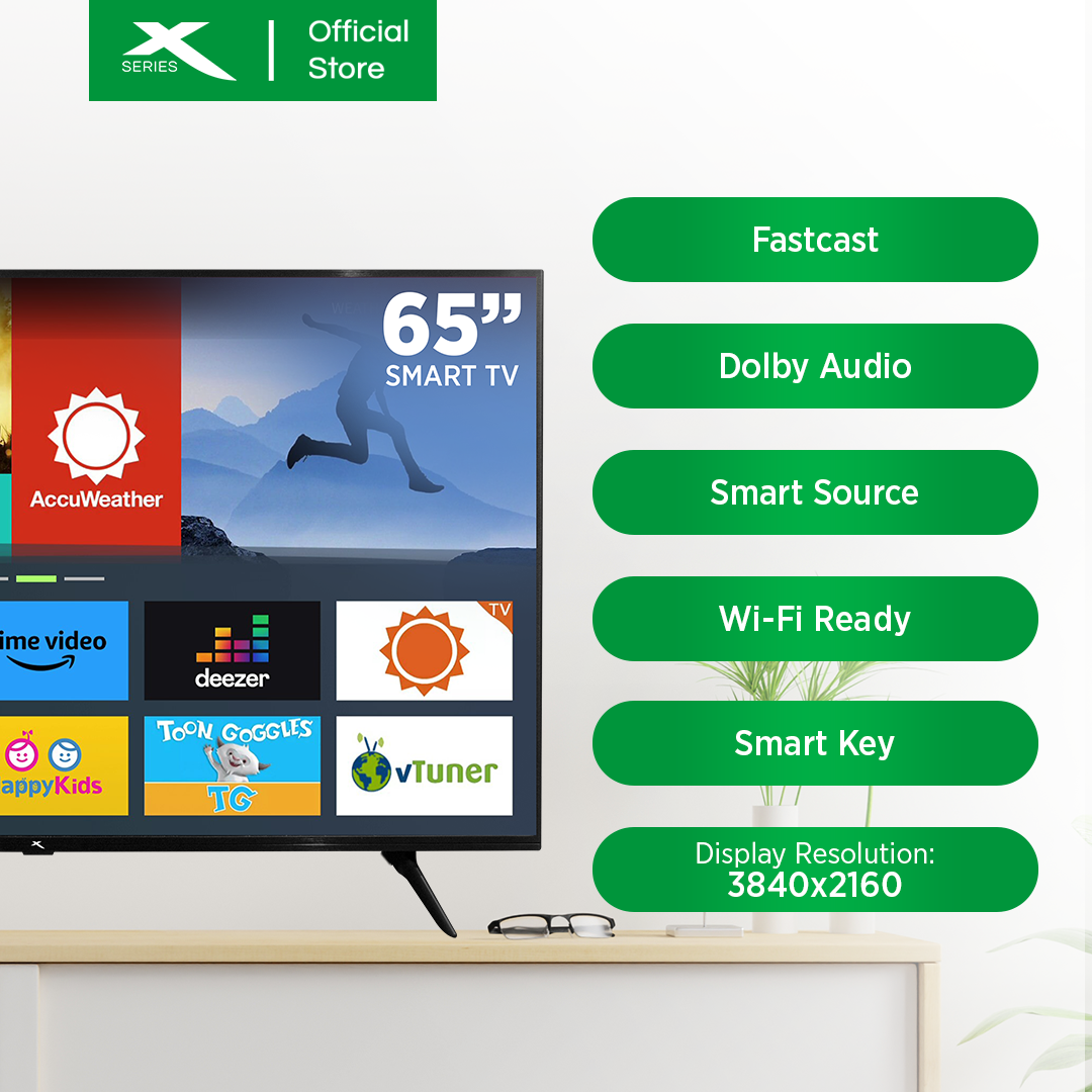 X-SERIES 65 inch LED TV Digital Smart 4K Ultra HD Slim Bezel w/ Free Wall Bracket | MF-6500VX