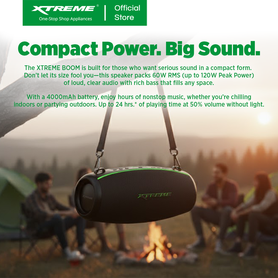 XTREME X-BOOM IPX6 WATER RESISTANT On-the-Go WIRELESS BLUETOOTH PORTABLE TWS Speaker 120W PEAK POWER OUTPUT (X-BOOM)