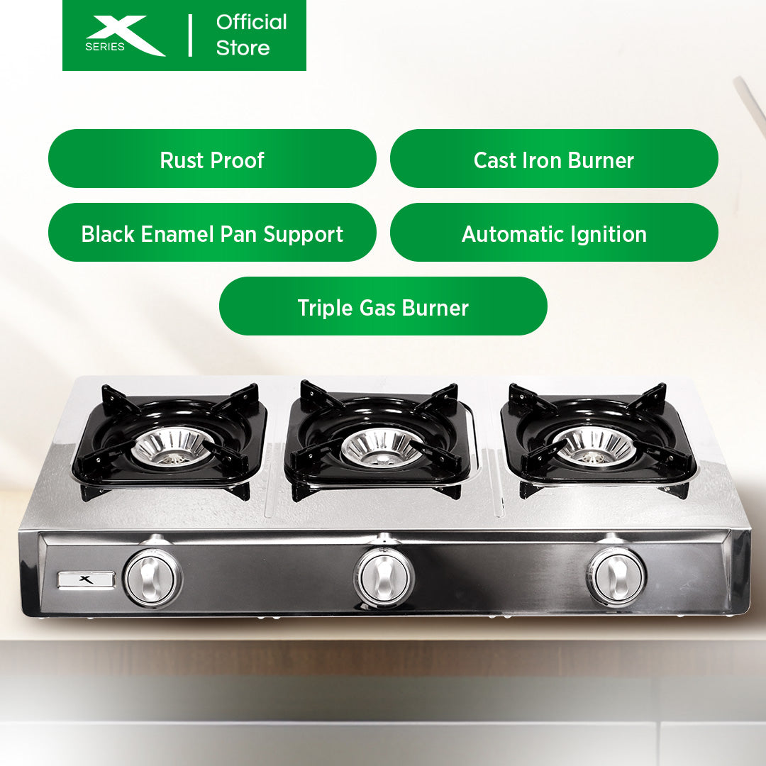 XTREME HOME 3 Burner Gas Stove Save more than 30% of Gas with Automatic Ignition | XGS-3BECO