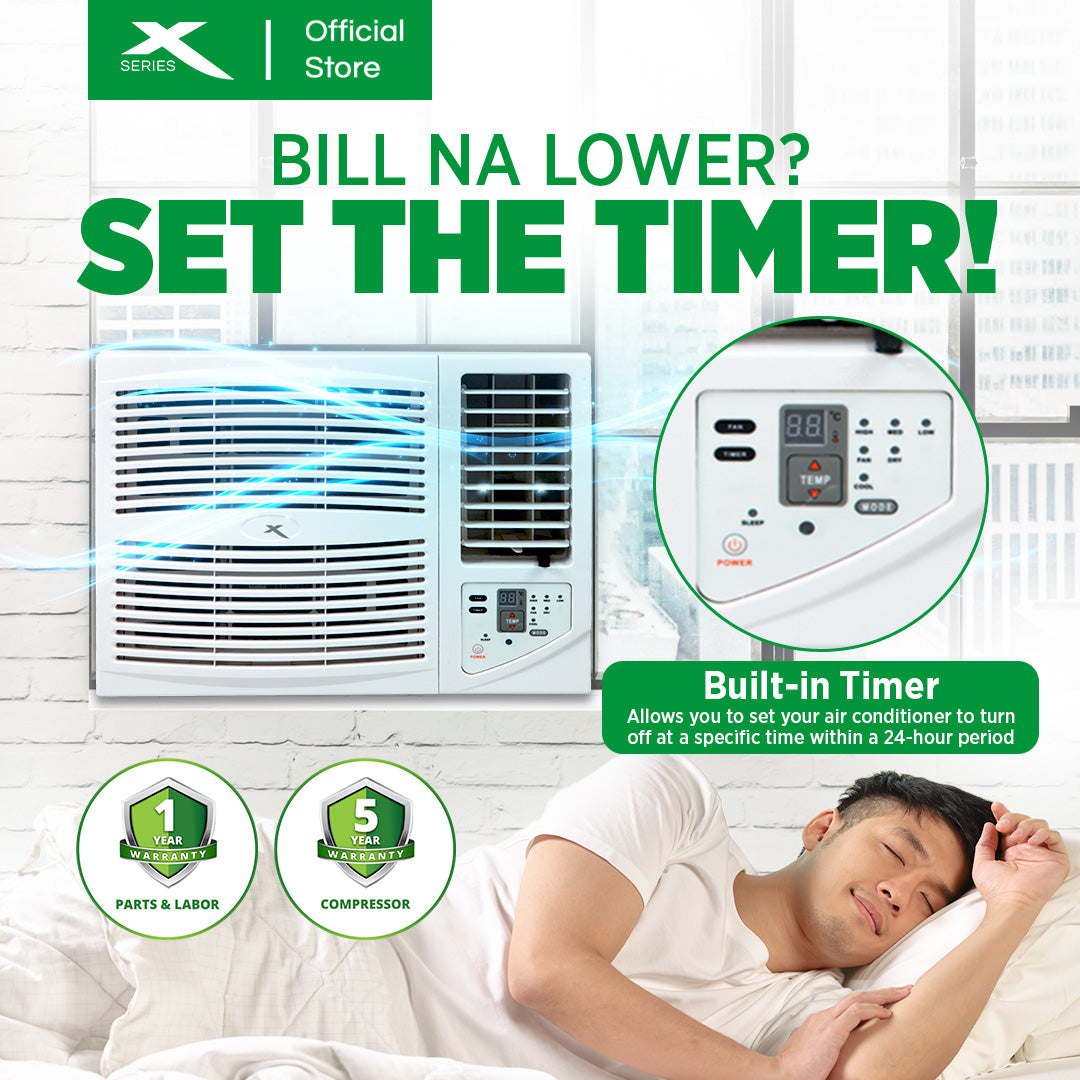 X-SERIES 1HP Inverter Grade Window Type Aircon w Silver Ion Filter Timer & Remote | XACWT10RX