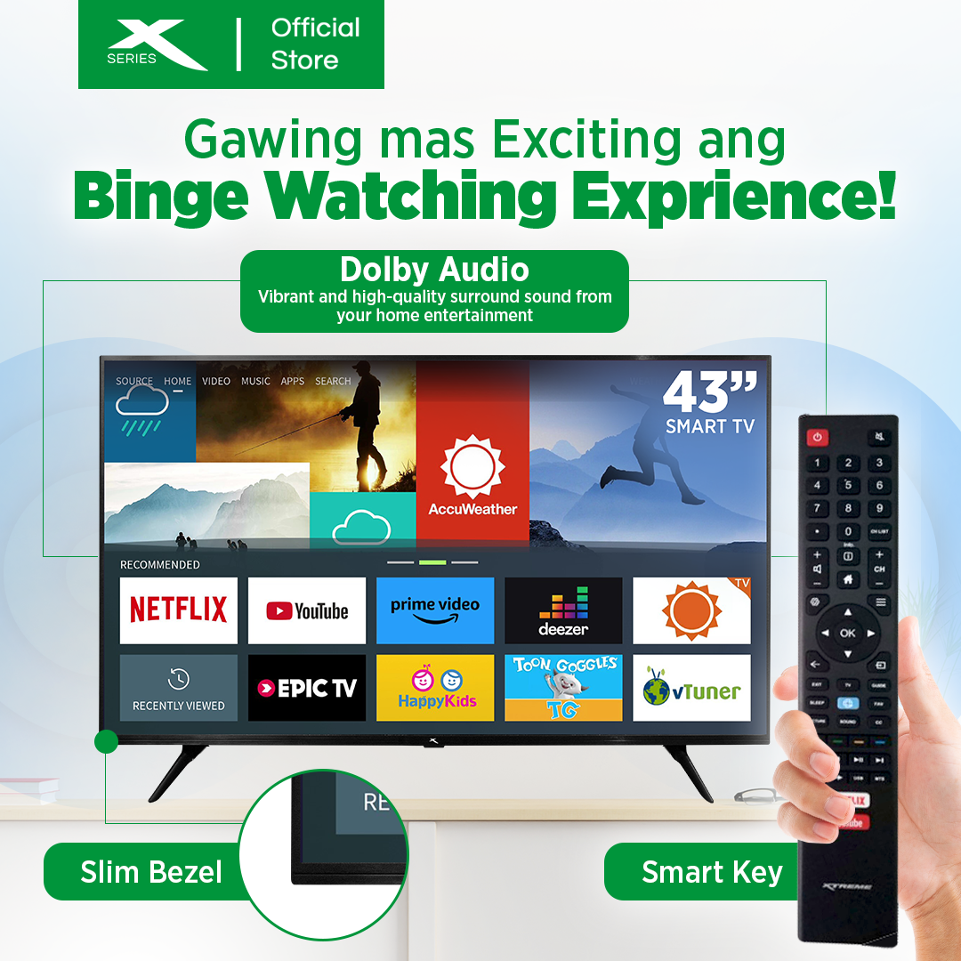 X-SERIES 43 inch LED TV Digital Smart Full HD Slim Bezel with Free Wall Bracket | MF-4300VX