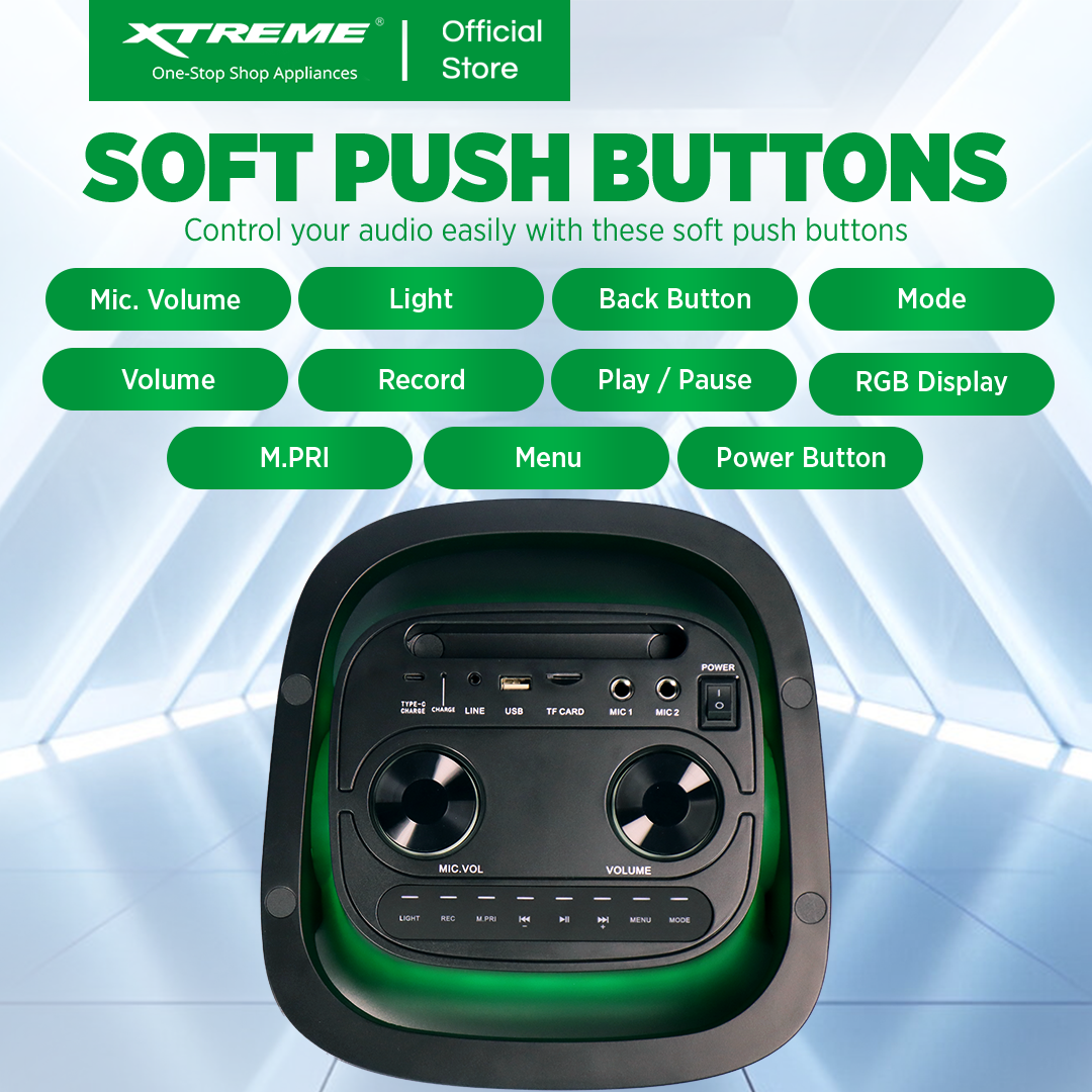 XTREME Rave 1000W Portable DJ Speaker with 2 Wireless Microphone (X-RAVE08)