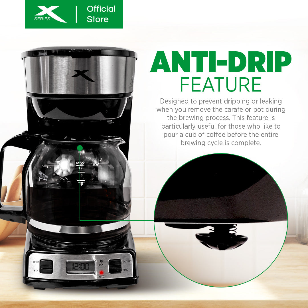 XTREME HOME 1.8L Coffee Maker 4-Functional Buttons Auto Shut-off & LCD Display | XH-COFFEEMAKER180L