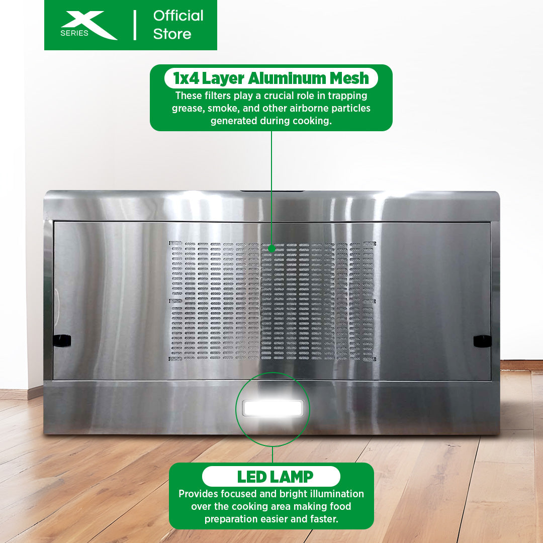 XTREME HOME 60cm Rangehood Wall-mount Stainless 2-Speed Mechanical Control w/ LED Light| XHOOD-60CM2