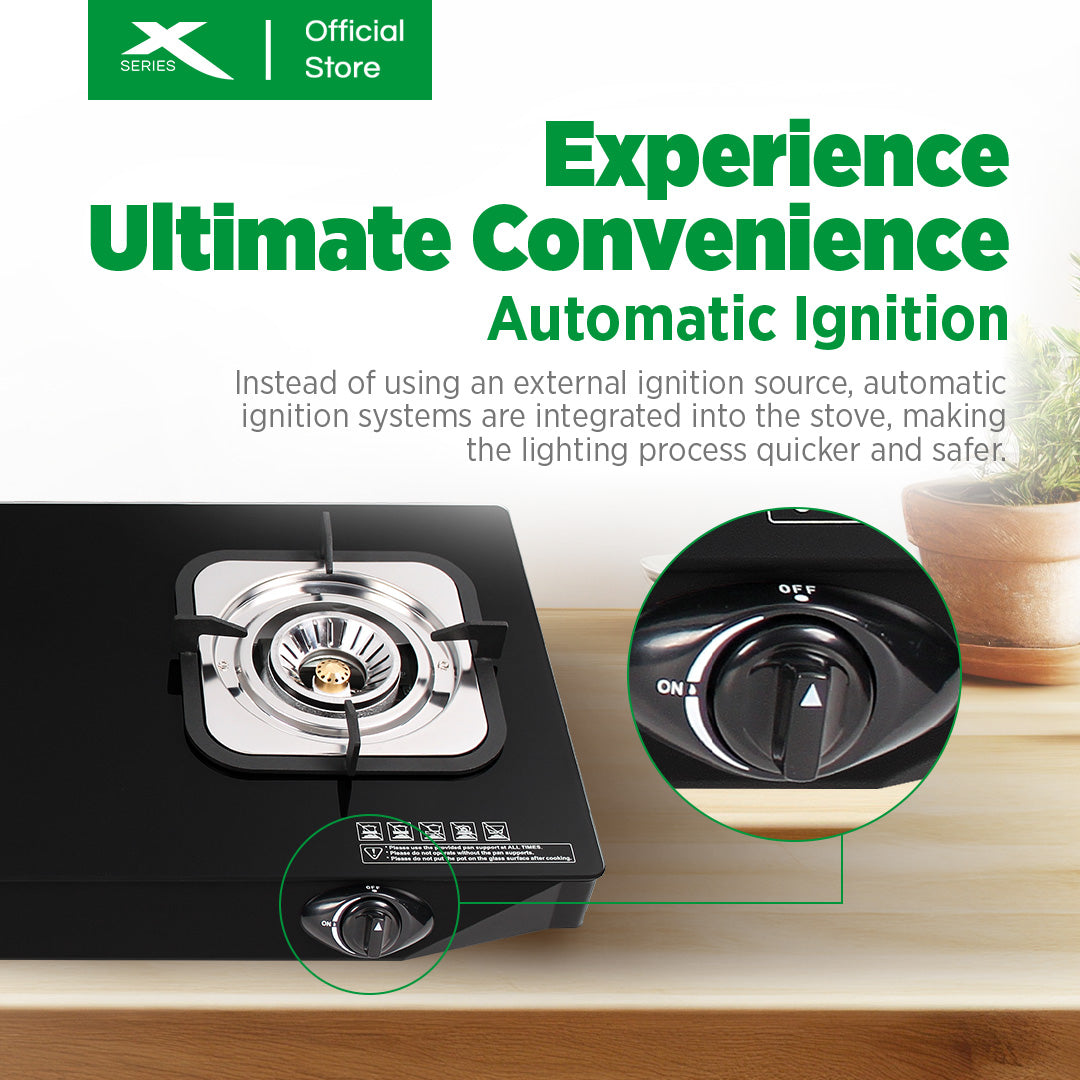 X-SERIES Double Burner Tempered Glass Gas Stove Cast Iron & Automatic Ignition | XGS-GLASS2BX