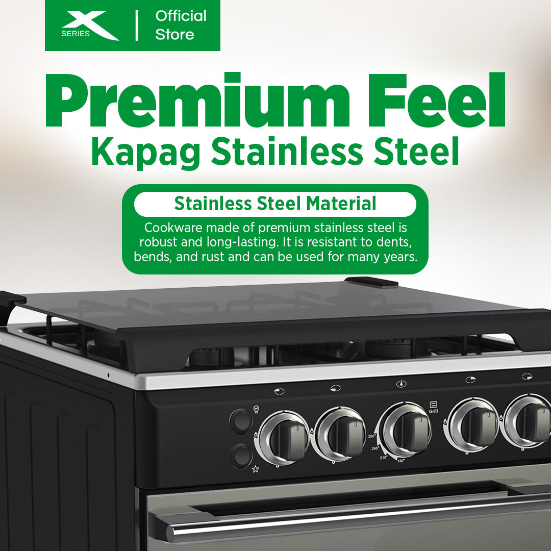 X-SERIES 50cm Gas Range 4-Burner 55L Oven LPG Gas Source w/ FFD Iron Cast & Cover | XGR-504GX
