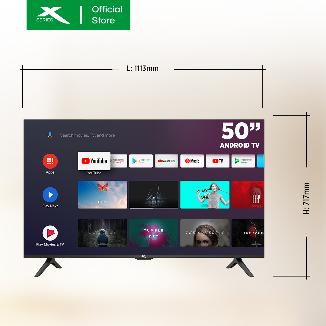XTREME 50 inch LED TV Android 11.0 4K HD Frameless w/ Wall Bracket (Black)  | MF-5000SA