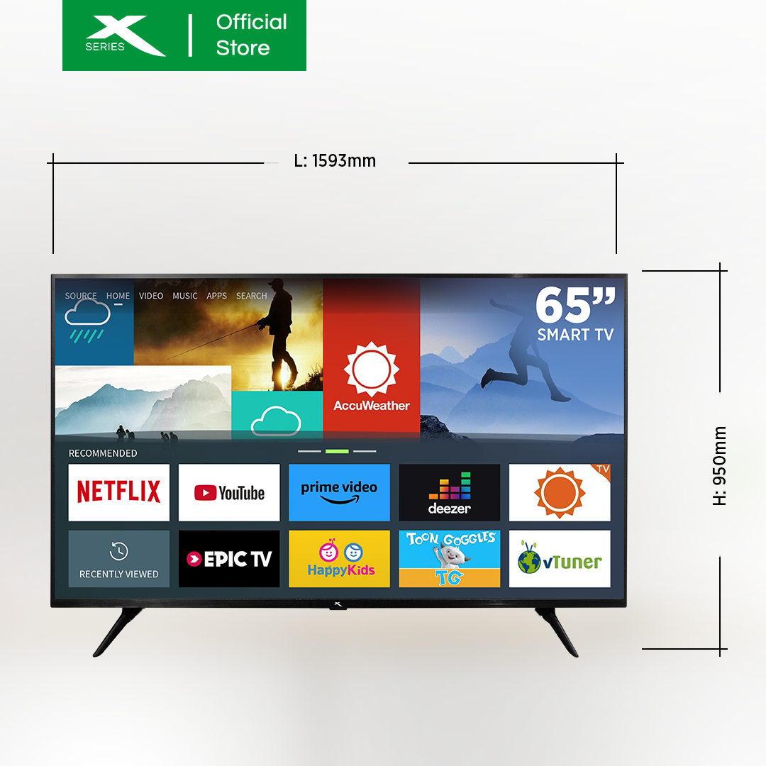 X-SERIES 65 inch LED TV Digital Smart 4K Ultra HD Slim Bezel w/ Free Wall Bracket | MF-6500VX