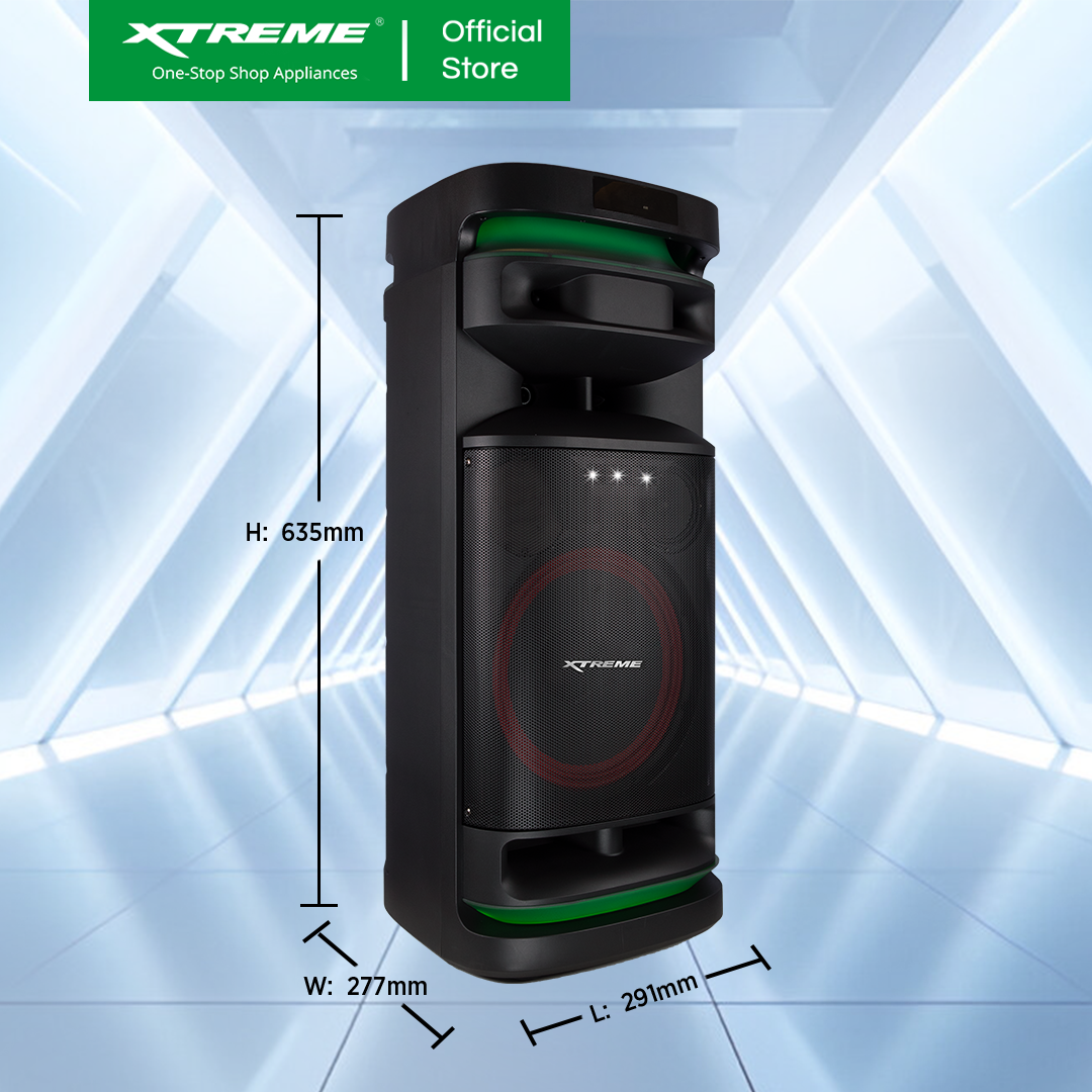 XTREME Rave 1000W Portable DJ Speaker with 2 Wireless Microphone (X-RAVE08)