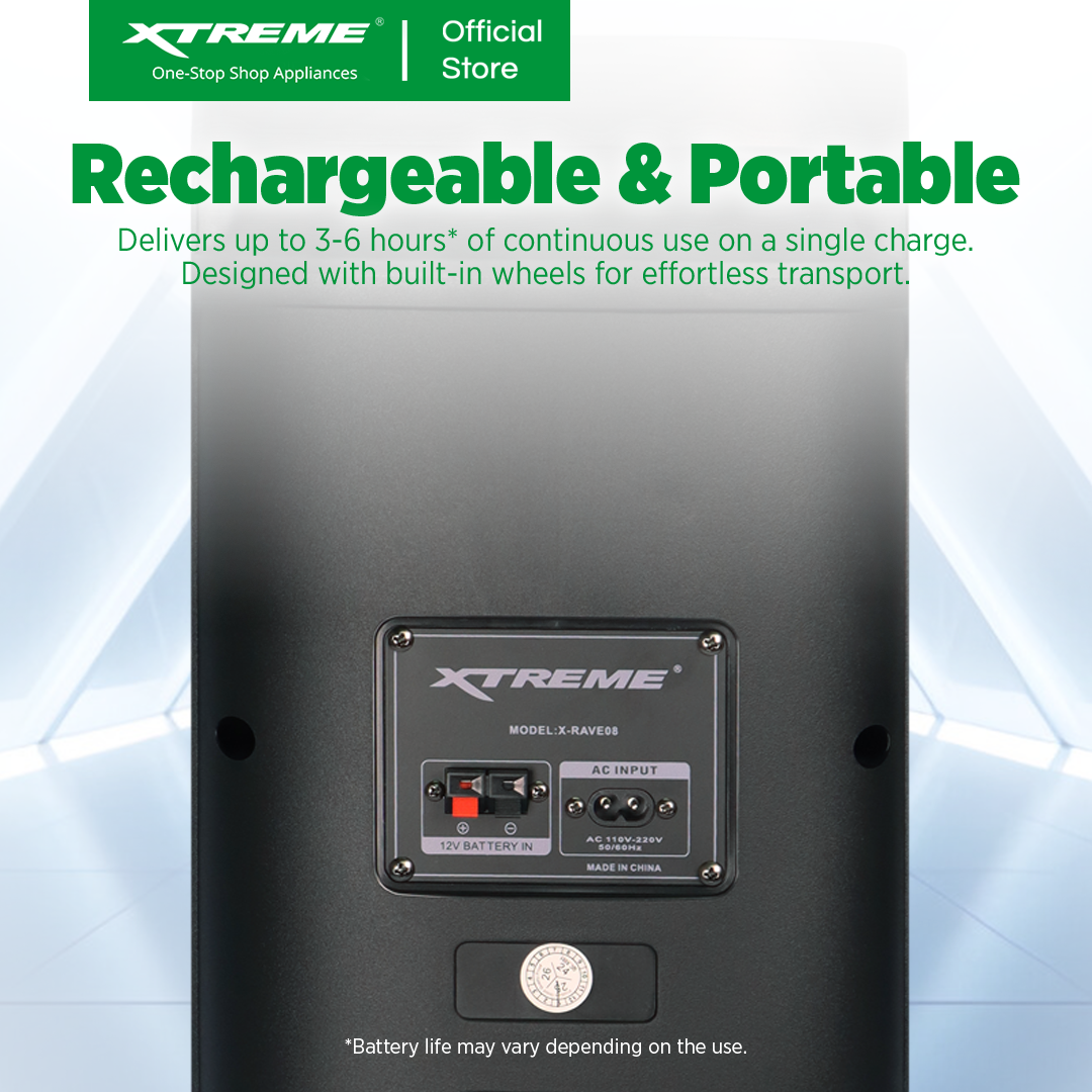 XTREME Rave 1000W Portable DJ Speaker with 2 Wireless Microphone (X-RAVE08)