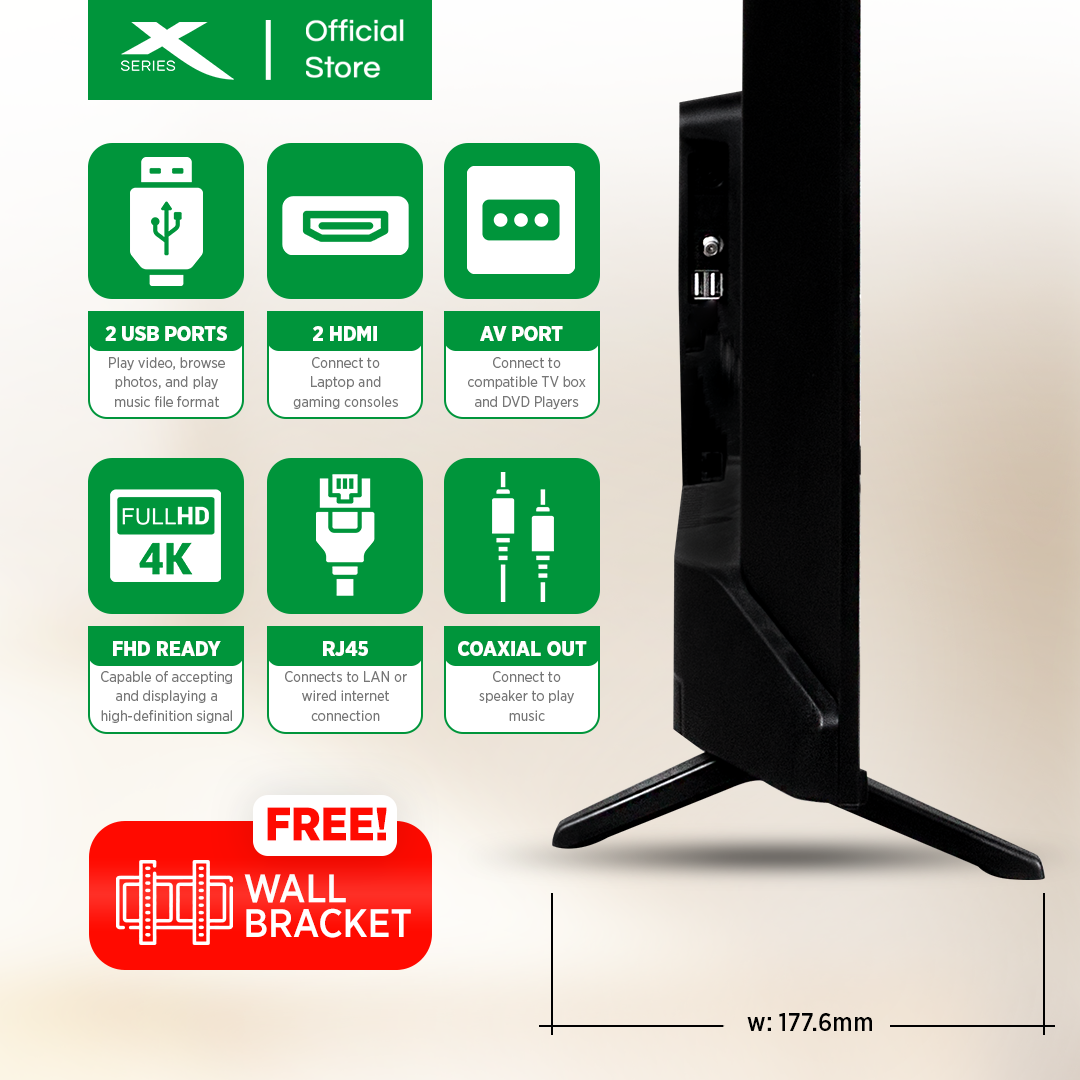 XTREME 32 inch LED TV Android 11.0 HD Frameless with Free Wall Bracket (Black)| MF-3200SA