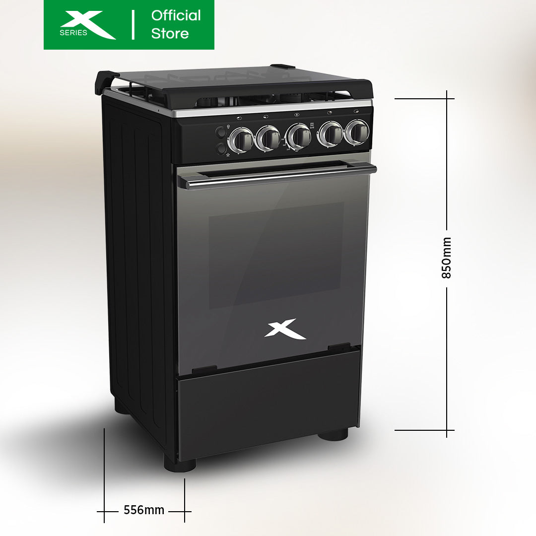 X-SERIES 50cm Gas Range 4-Burner 55L Oven LPG Gas Source w/ FFD Iron Cast & Cover | XGR-504GX