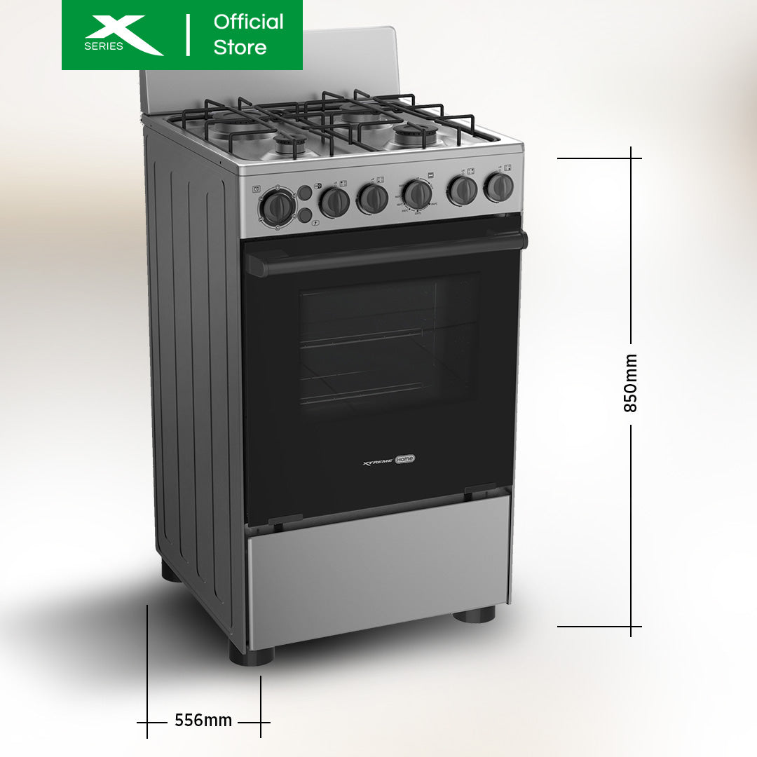 XTREME HOME 50cm Gas Range 4 Burner 55L Oven Free Standing Electric Ignition LPG Source | XGR-504G