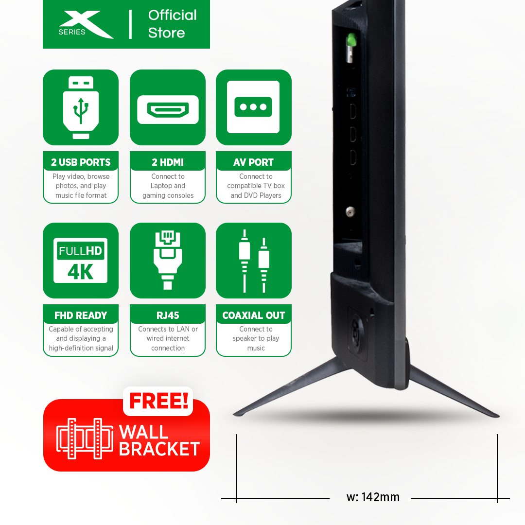 X-SERIES 43 inch LED TV Digital Smart Full HD Slim Bezel with Free Wall Bracket | MF-4300VX