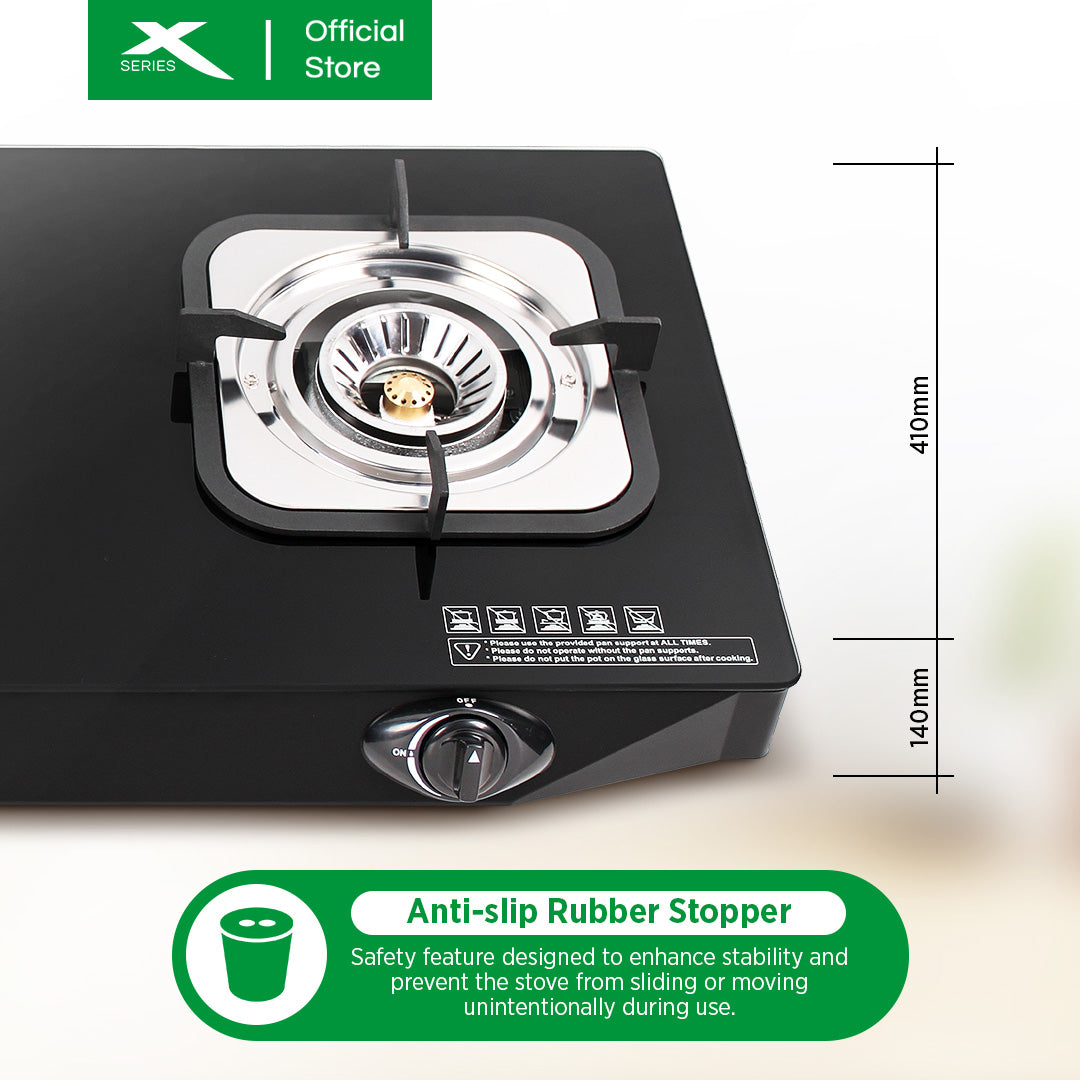 X-SERIES Double Burner Tempered Glass Gas Stove Cast Iron & Automatic Ignition | XGS-GLASS2BX