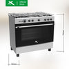 XTREME HOME 90cm Gas Range 5 Burner 115L Oven Electric Ignition LPG Source Panel Rotisserie | XGR-905G