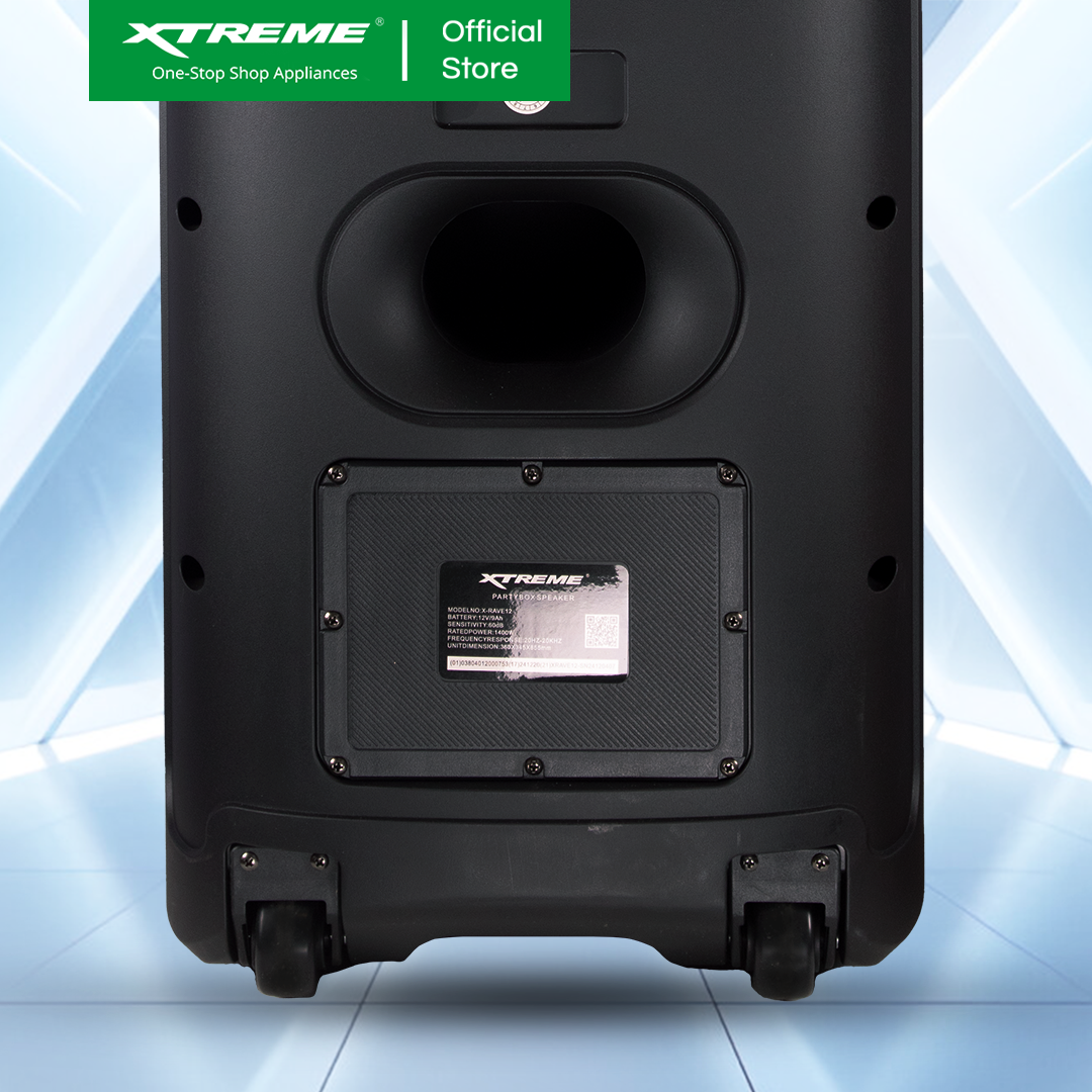 XTREME Rave 1400W Portable DJ Speaker with 2 Wireless Microphone (X-RAVE12)