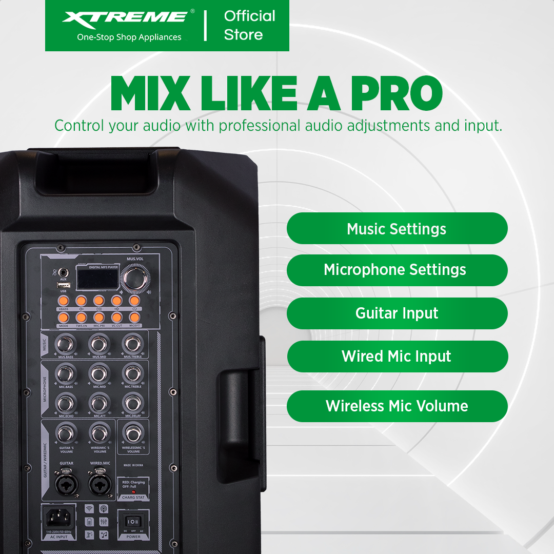 XTREME LIVE 2000W Portable Concert Speaker with 2 Wireless Microphone (X-LIVE15)