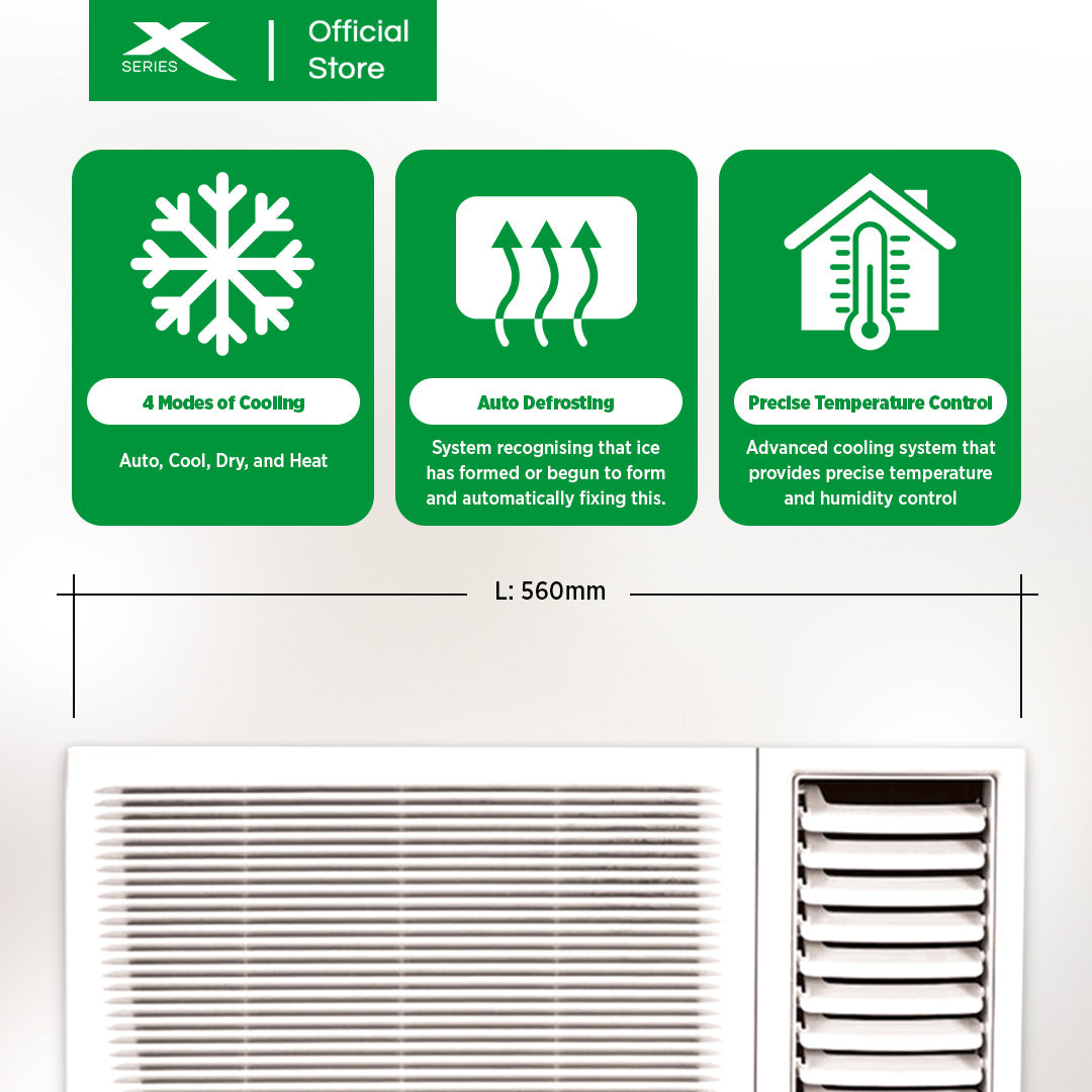 X-SERIES 1.5HP Window Type Aircon INVERTER with Remote Control (White) | XACWT15iX