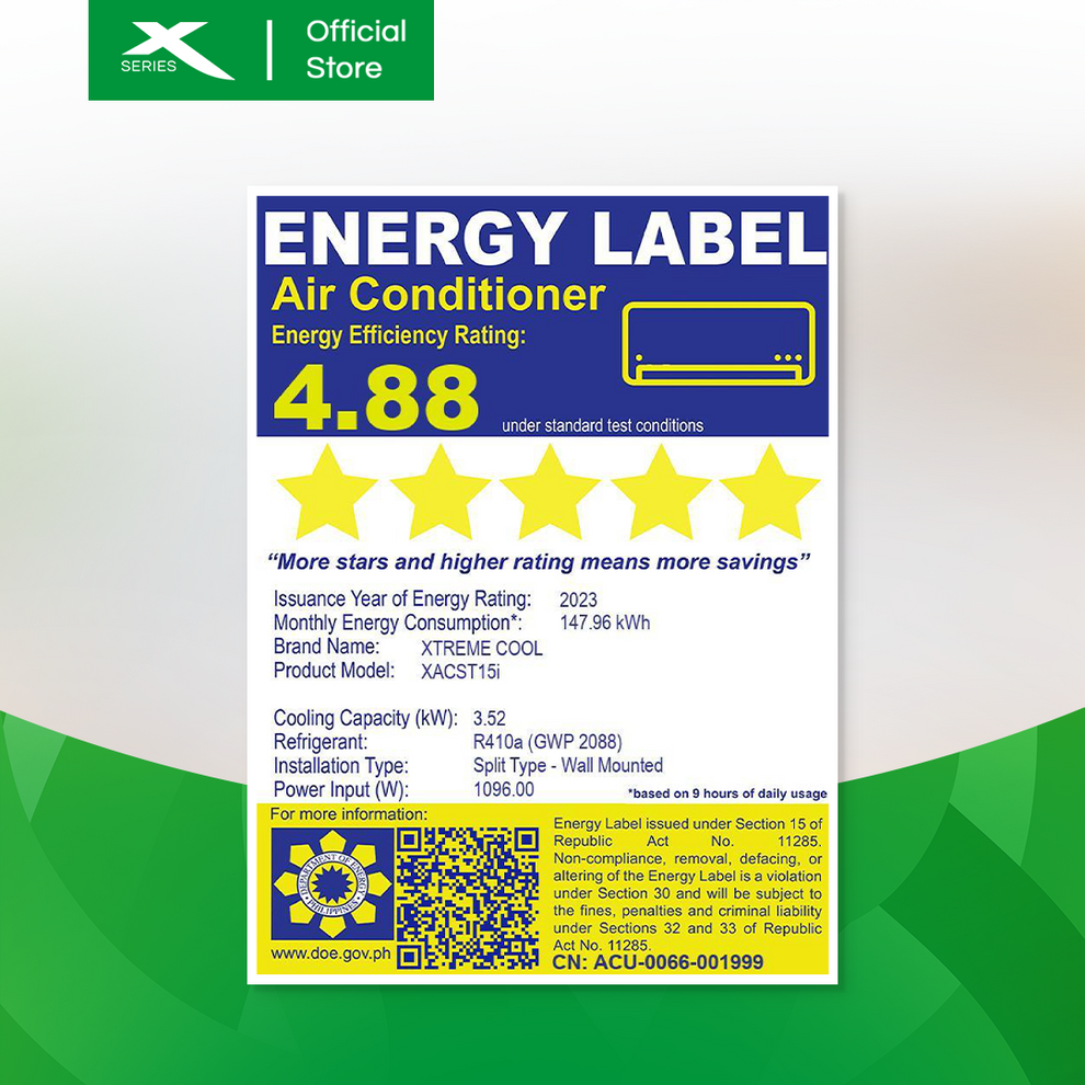 XTREME COOL 1.5HP Inverter Split Type Aircon (XACST15i) – XTREME Appliances
