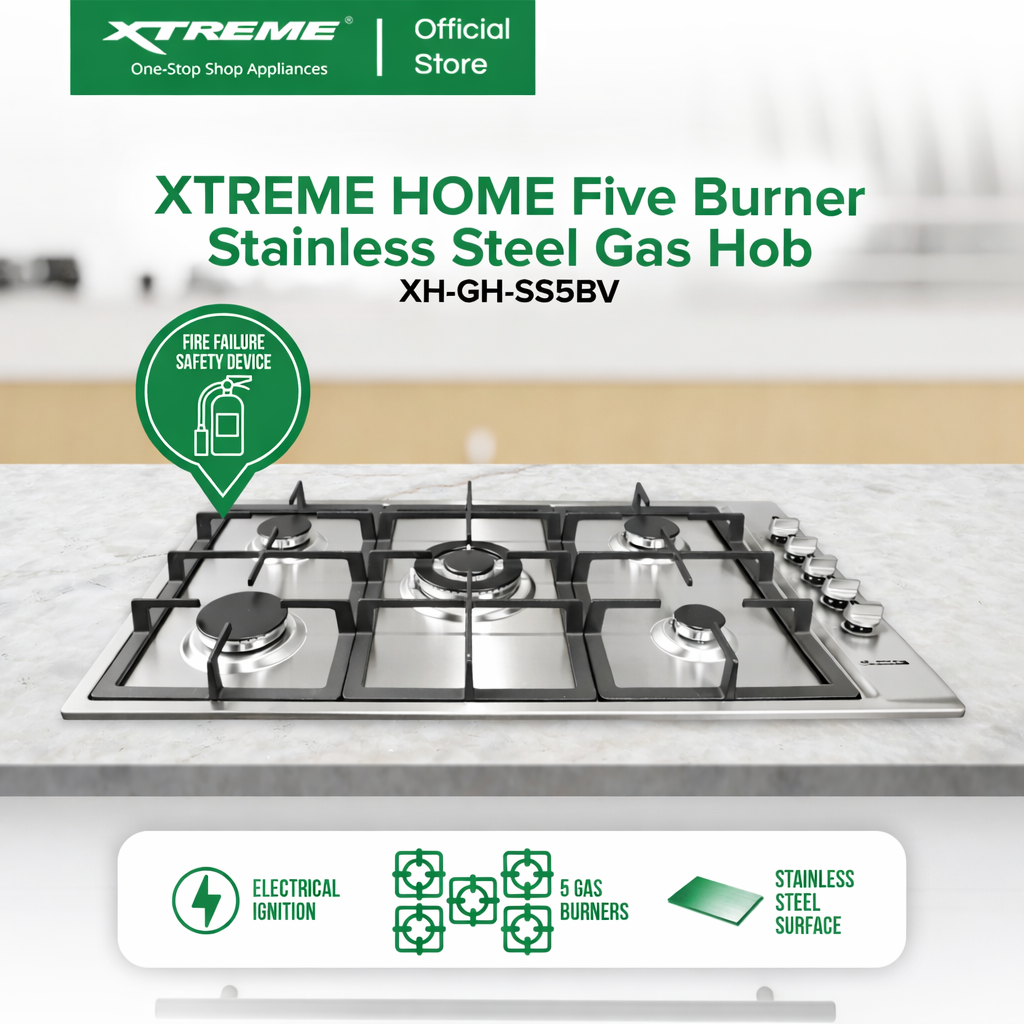 XTREME HOME 5 Burner Stainless Steel Gas Hob (XH-GH-SS5BV)