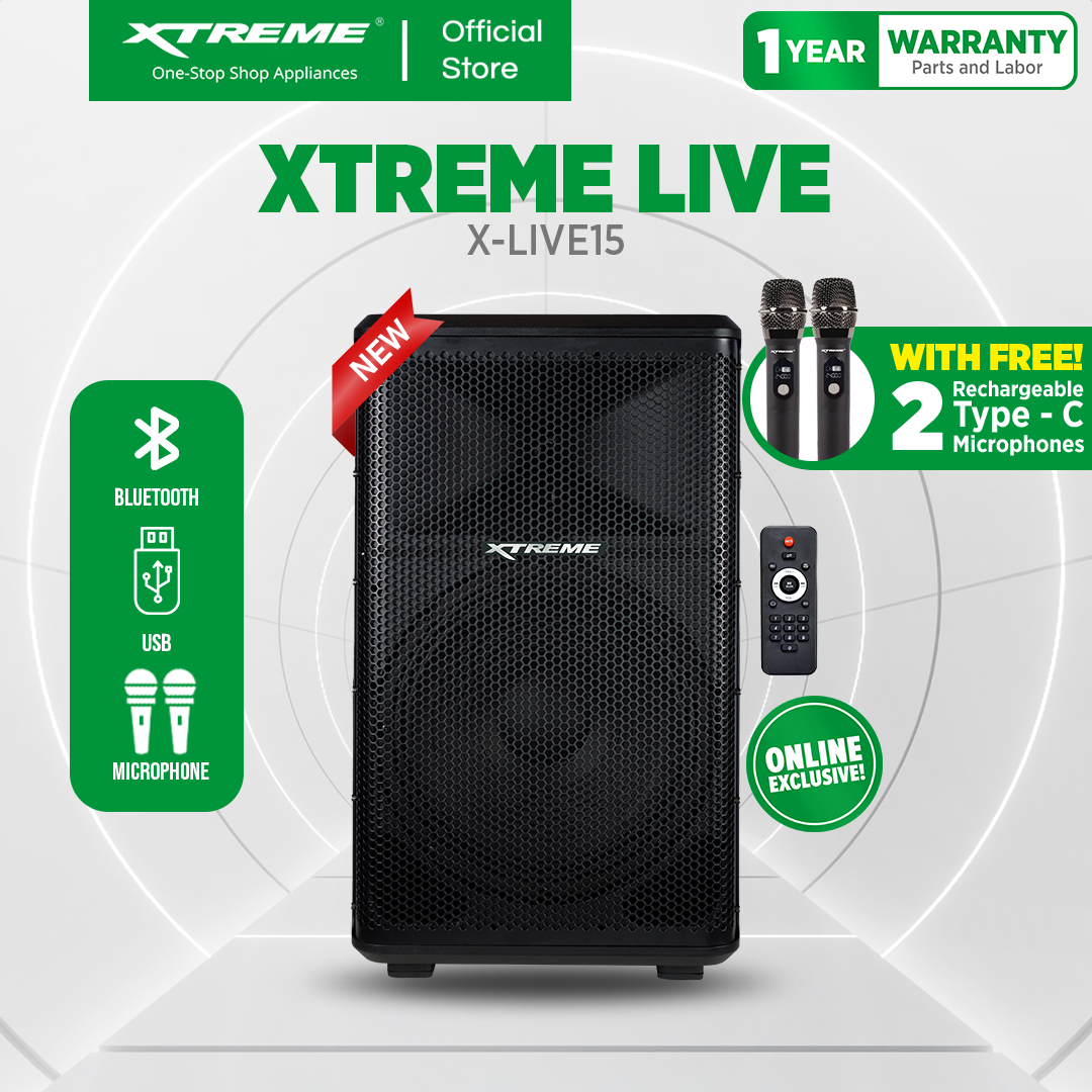 XTREME LIVE 2000W Portable Concert Speaker with 2 Wireless Microphone (X-LIVE15)