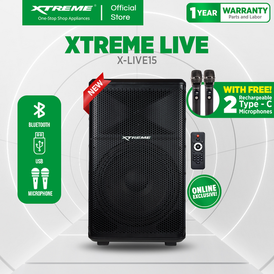 XTREME LIVE 2000W Portable Concert Speaker with 2 Wireless Microphone (X-LIVE15)