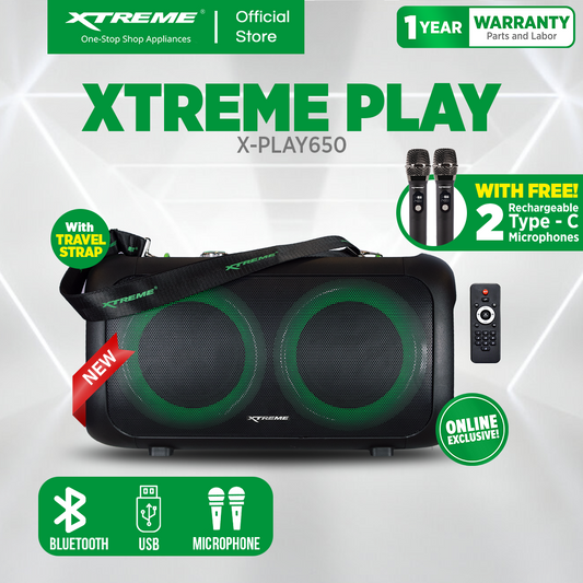 XTREME PLAY 700W On-the-Go Portable Speaker with 2 Wireless Microphone (X-PLAY650)