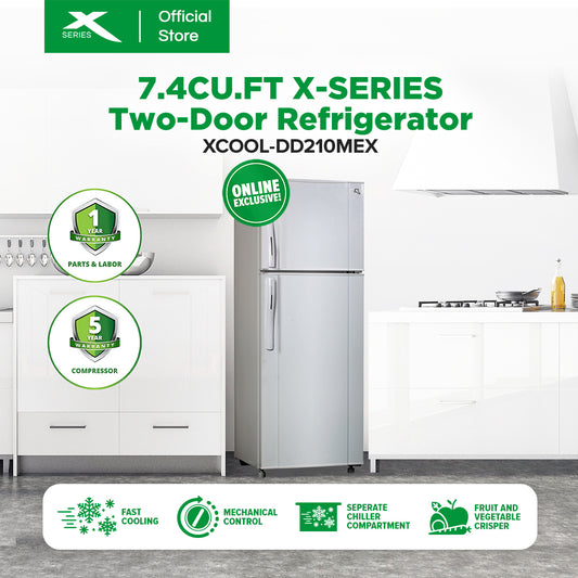 X-SERIES 7.4 CUFT. Double Door Refrigerator Non-inverter Manual Defrost | XCOOL-DD210MEX
