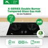 X-SERIES Double Burner Tempered Glass Gas Hob with Battery Ignition and FFD (Black) | XH-GH-TG2BHCX