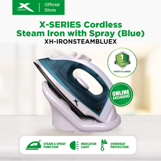 X-SERIES Cordless Steam Iron with Spray Ceramic Soleplate & Indicator Light (Blue) | XH-IRONSTEAMBLUEX